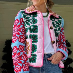 Veste Matelassé Fleurie Femme