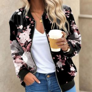 bomber fleuri noir