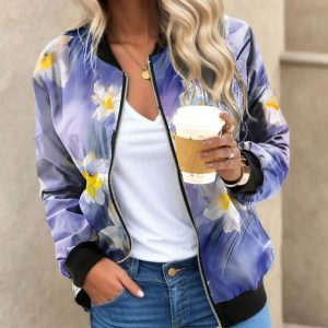 bomber fleuri violet