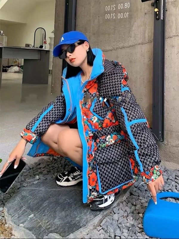 doudoune fleurie épaisse