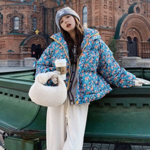 veste doudoune fleurie pour femme