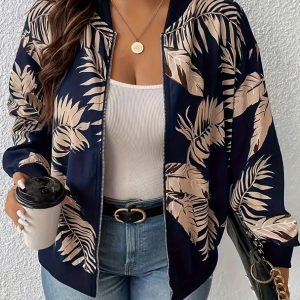 Veste Fleurie Bomber Feuille