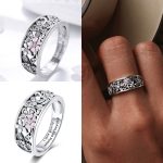 bague argentée motif fleur