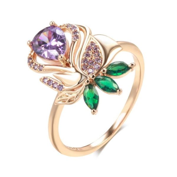 Bague Fleur Crystal Coloré (Cuivre)