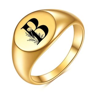 Bague Fleur Lettre (Acier)