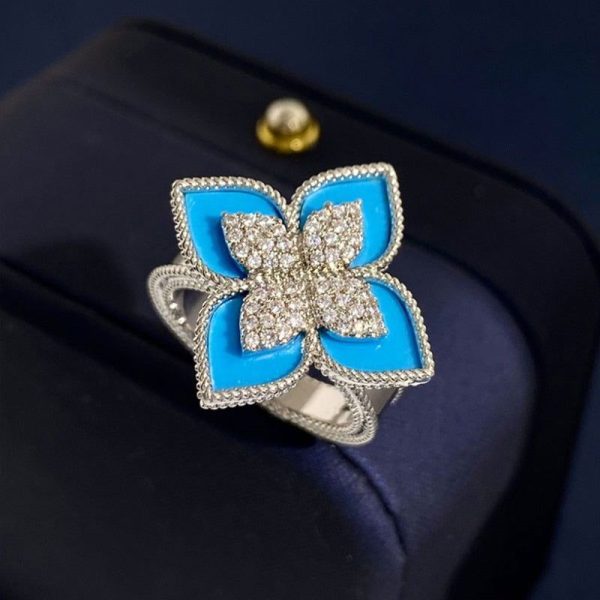 Bague Fleur Luxe Bleu (Acier)