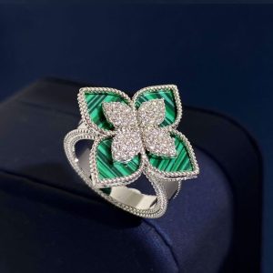 Bague Fleur Luxe Vert (Acier)
