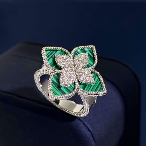 Bague Fleur Luxe Vert (Acier)