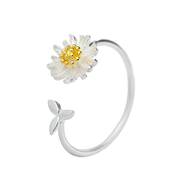 Bague Fleur Marguerite Uni (Acier)
