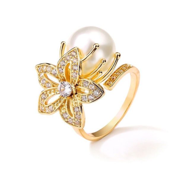 Bague Fleur Perle (Cuivre)