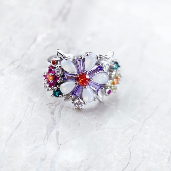 Bague fleur Pierre (Argent)