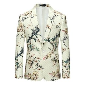 Blazer Fleuri Blanc