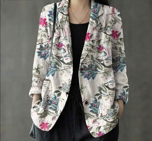 Blazer Fleuri Femme Oversize