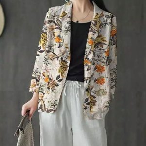 Blazer Fleuri Naturel