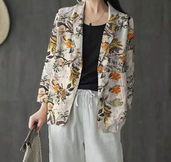 Blazer Fleuri Naturel