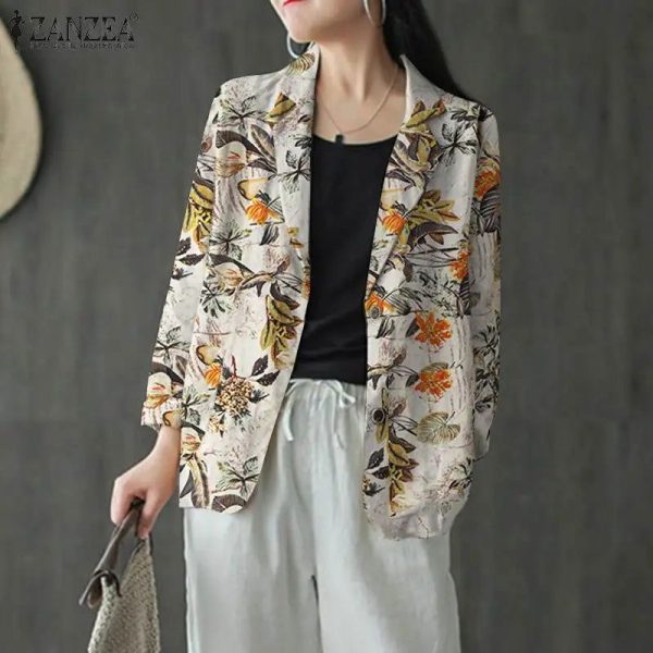 Blazer Imprimé Floral Coton