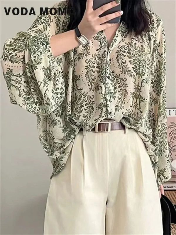 blouse femme à motif floral vintage