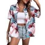 blouse femme à motifs floraux hawaïens