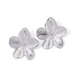boucle d'oreille originale fleur acier