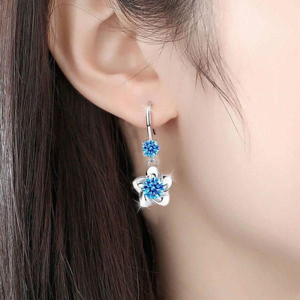 Boucles D'oreilles Fleuries Bleue