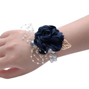 Bracelet Fleur Mariage Bleu Marine