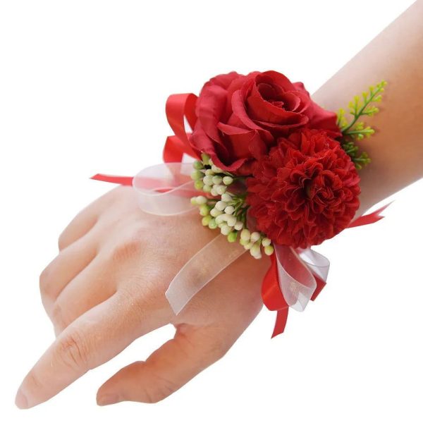 Bracelet Fleur Mariage Rouge
