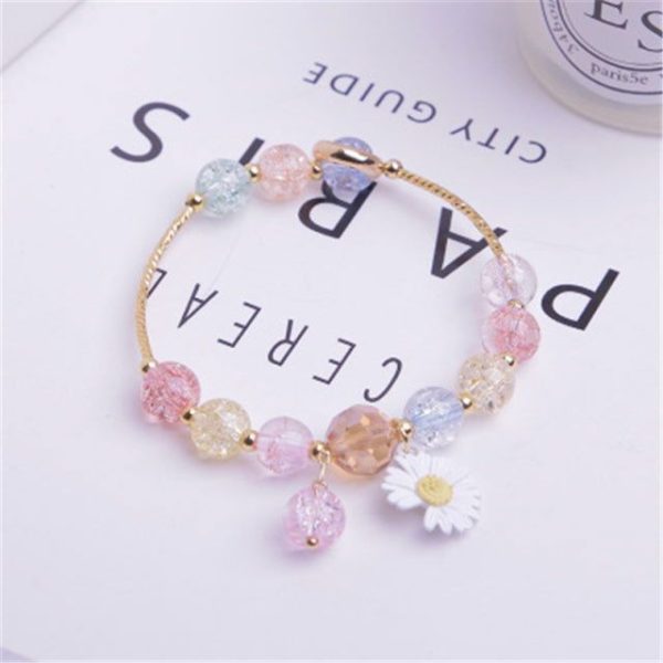 Bracelet Fleur Perle En Verre