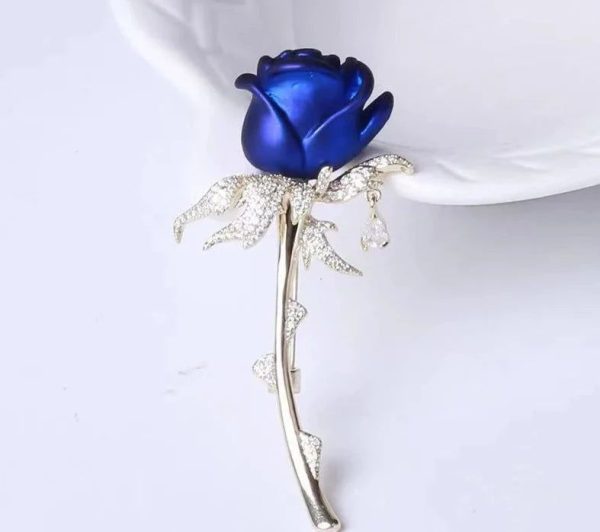 Broche Fleur Bleu Royal