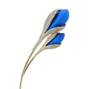 Broche Fleur Mariage Bleu