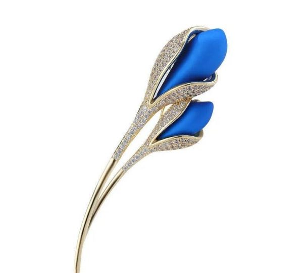 Broche Fleur Mariage Bleu