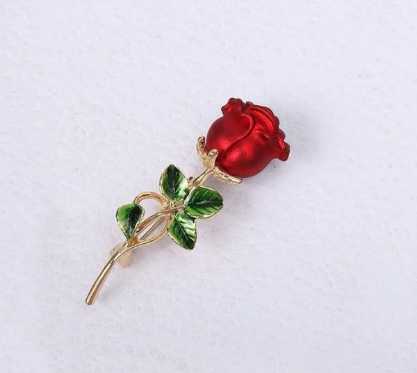 Broche Fleur Mariage Rose-Rouge