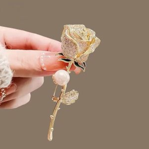 broche fleur mariage tulipe doré
