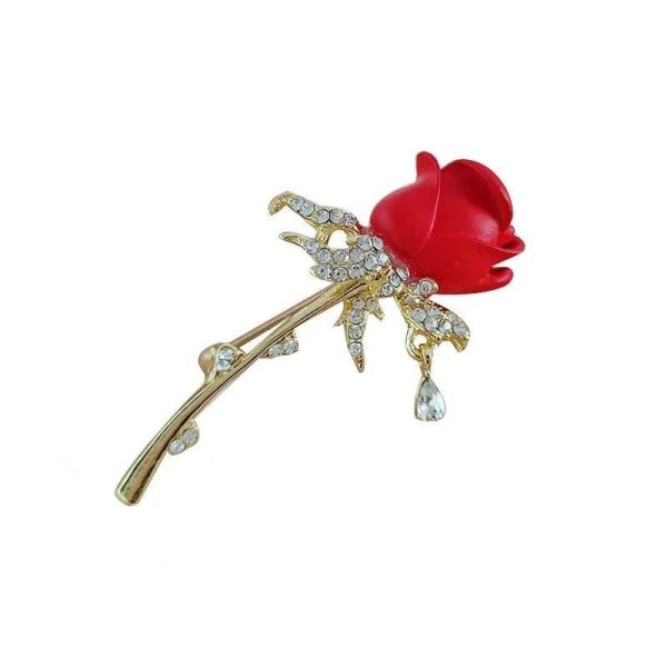 Broche Fleur Rose Rouge Epuré