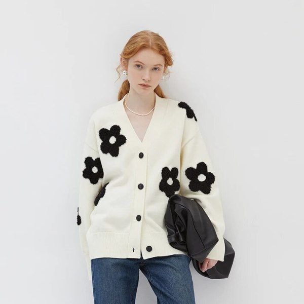 Cardigan Fleur Blanc
