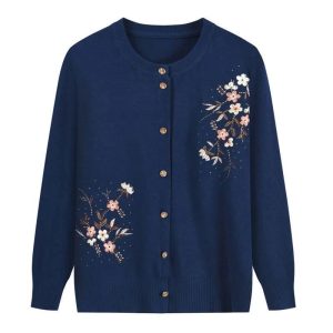 Cardigan Fleur Bleu Marine