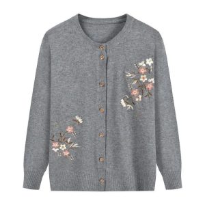 cardigan fleur gris