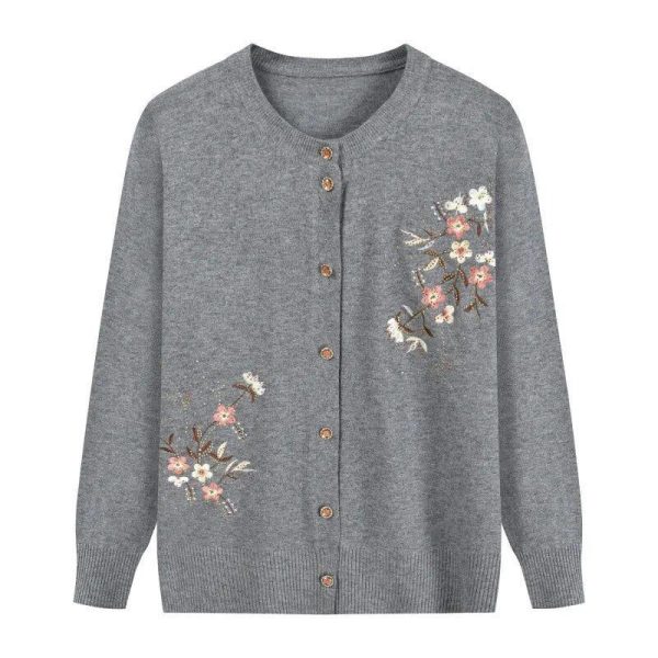 cardigan fleur gris