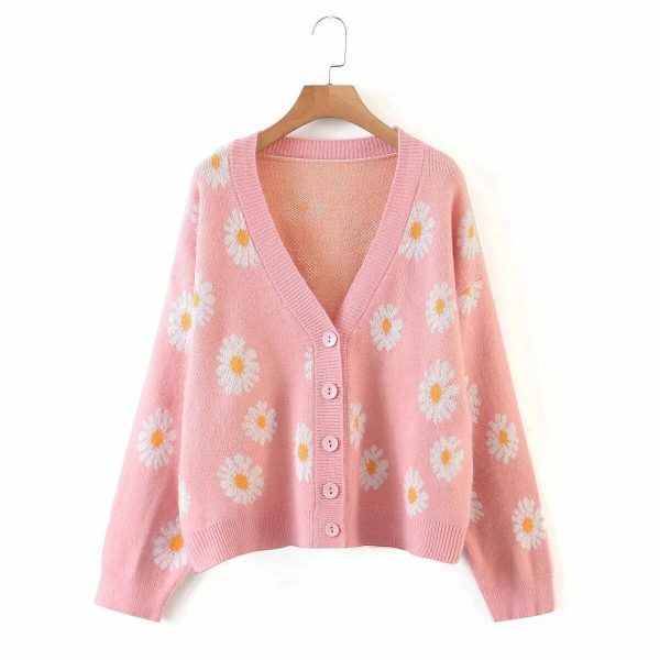 Cardigan Fleur Marguerite Rose