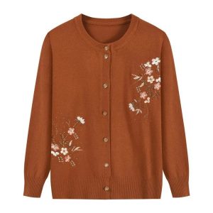 Cardigan Fleur Marron