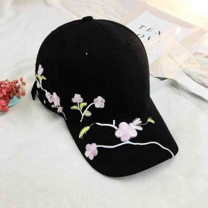 Casquette Fleur Brodée Noir