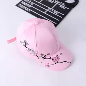 Casquette Fleur Brodée Rose