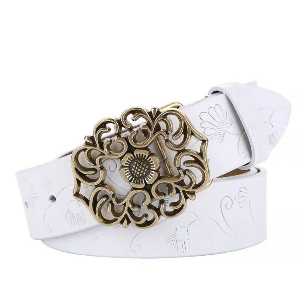 Ceinture Fleur Boucle Blanc