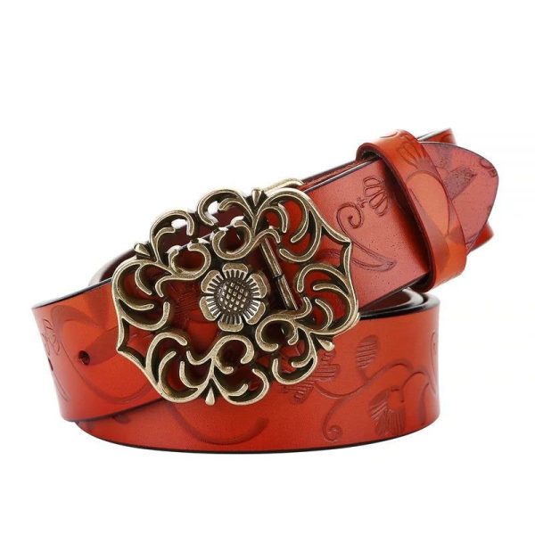 Ceinture Fleur Boucle Brun