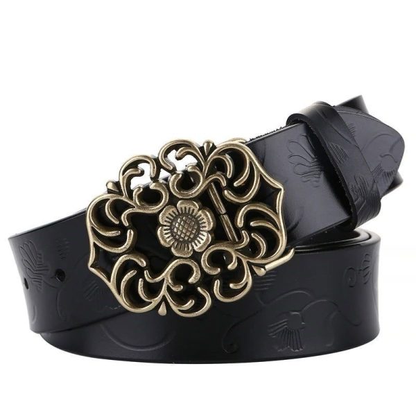 Ceinture Fleur Boucle Noir