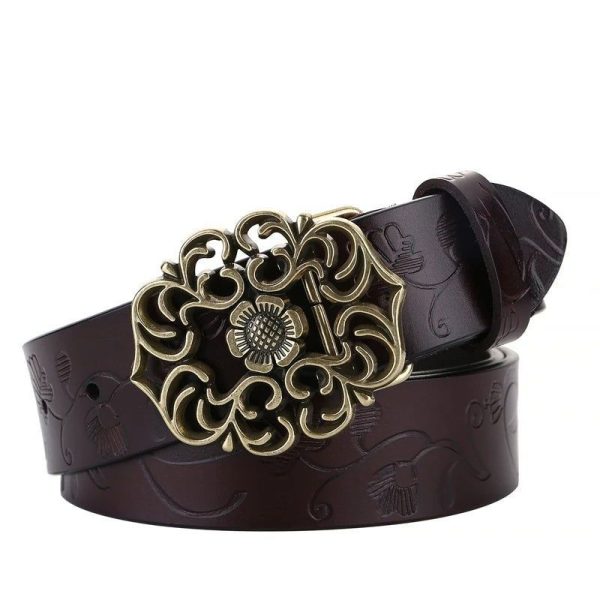Ceinture Fleur Cuir
