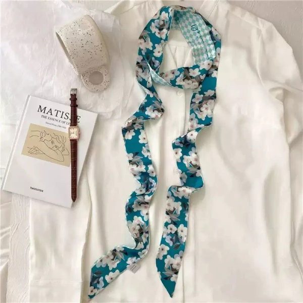 Ceinture Fleur Satin Bleu