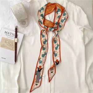 ceinture fleur satin orange