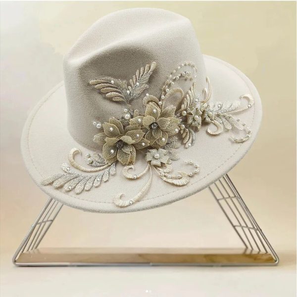 Chapeau Fleurie Blanc-Beige