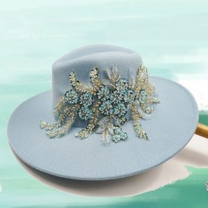 Chapeau Fleurie Bleu Ciel