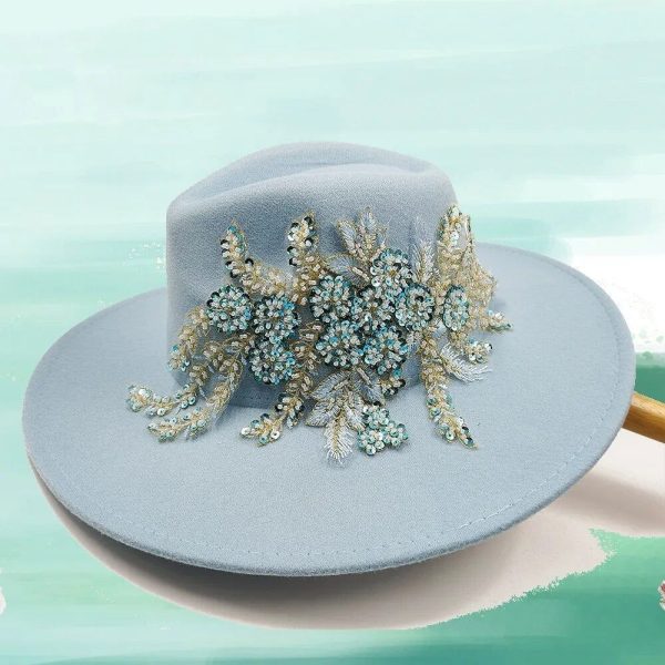 Chapeau Fleurie Bleu Ciel